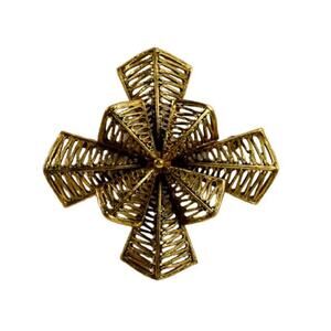 1970s VENDOME Textured Open Design Gold Plate Maltese Cross Statement Pin Brooch
